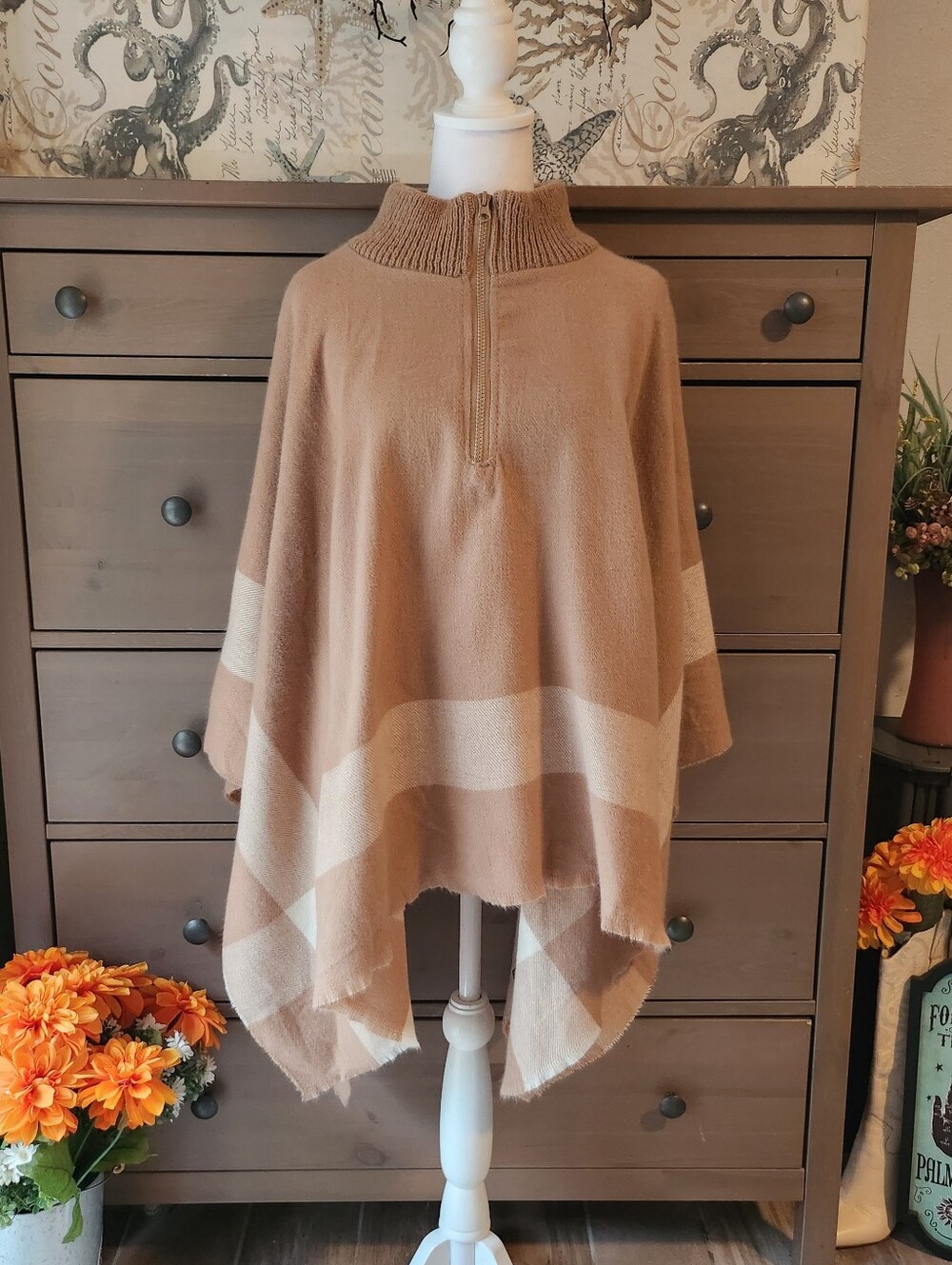 Marcus Adler Plaid Poncho